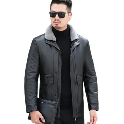 Winter New Men's Take-off Liner Leather Down Jacket Men's Medium and Long Thickened Leather Jacket Men's Jacket
