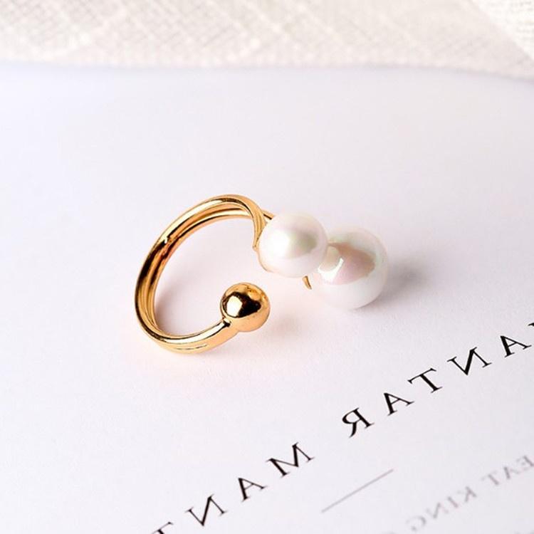 Temperament  Jewelry Wind Punk Wind Metal Size Pearl Opening Bracelet and Ring Set Accessories