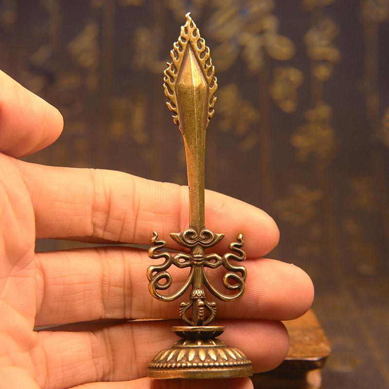 Pure Copper Manjusri Wisdom Sword Tibetan Nepal Buddhist Vajra Sacrificed Tailsmen Instrument Putting Decoration Figurines Craft