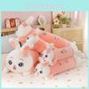 Long Plush Rabbit Strip Pillow With Mushroom Decoration On The Head Girls For