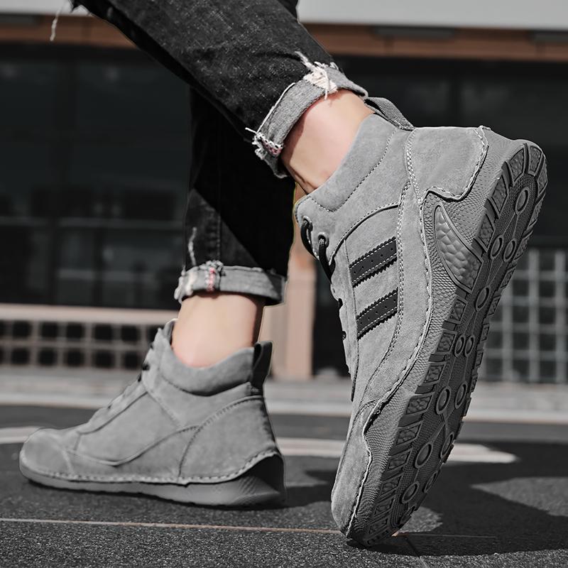 High Quality Men Fashion Ankle Boots Handmade Short Boots Classic Mid-Top Shoes Genuine Leather Motorcycle Boot Comfy Walk Botas