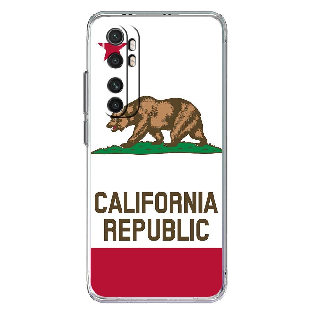 Phone Case For Xiaomi Mi Poco X7 X6 X5 NFC X3 Pro 17 15T 15 14T 14 13T 11 12 13 Lite Clear TPU Cover New California flag
