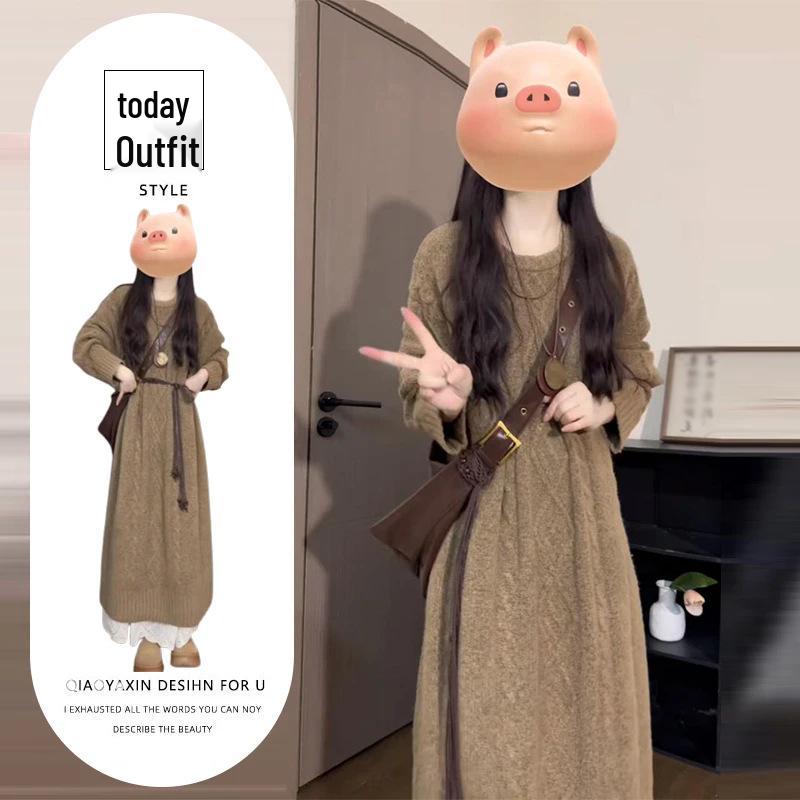 

Korean High-End Long Sleeve Knit Dress - Women s Autumn/Winter Style S [Recommended for 40-48 kg]