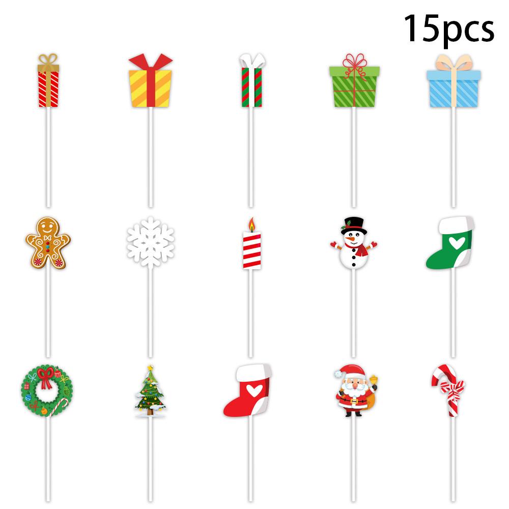 Christmas Party Cake Flags Plugin Set With Cartoon Design For Holiday Celebration And Dessert Decor