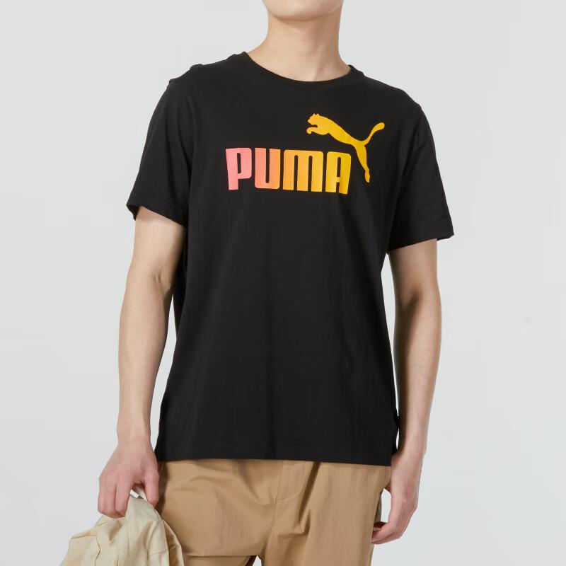 Puma Ss24 Letter Logo Print Casual Sports Fitness Training Comfortable Breathable Crew Neck Short Sleeve T-Shirt Men T-Shirt Black 630030-01