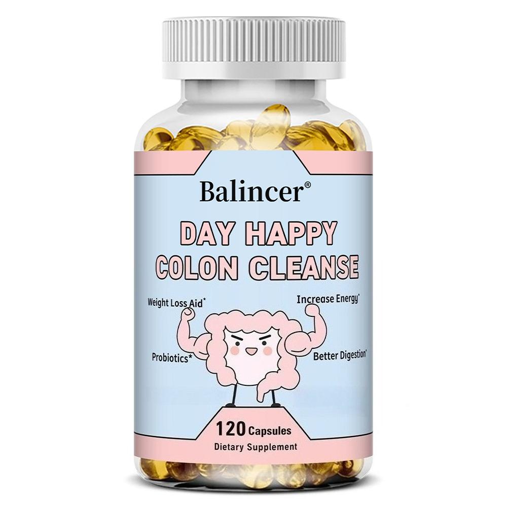 Day Happy Colon Cleanse Capsules, Premium Probiotics & Digestive Support Supplement for Bowel Regularity & Weight Management 120PCS