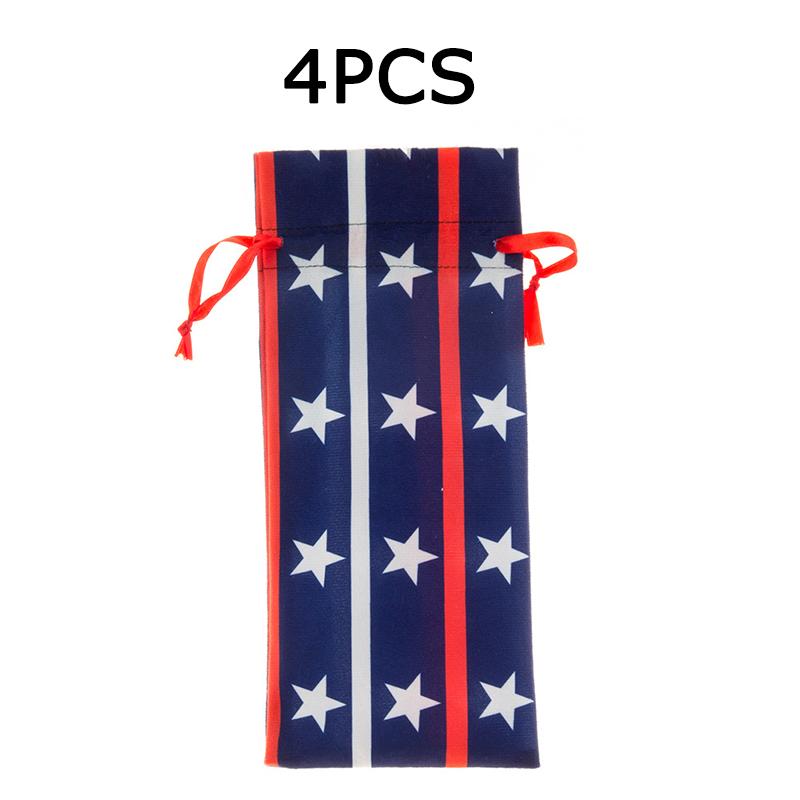 

WTEMPO Подарочные пакеты для бутылок вина на шнурке ко Дню независимости, подарочные пакеты для украшения праздничной вечеринки, идеально подходят для хранения и дарения деликатных предметов 4pcs синий