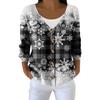 Damemote Langermet Christmas Snowman Snowflake Print Jakke Cardigan