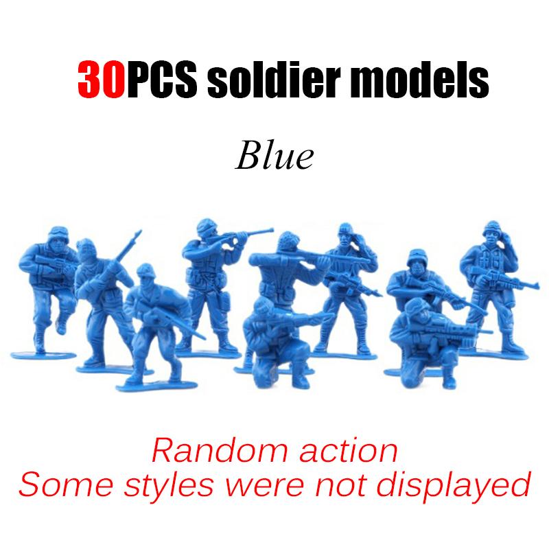 30 Stück Soldatenmodell-Ornament Mehrere Posen Plastik-Statuette Militärische Sandkasten-Spielzeugfiguren 4 Farben Verfügbar DIY-Dekoration ZYF