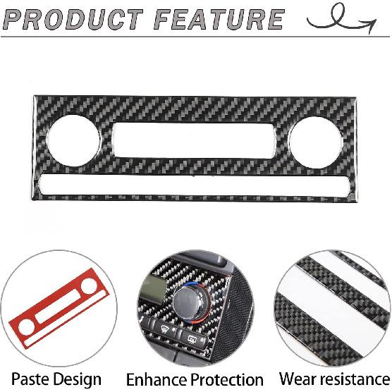 Lcojicep Center Control Dash Board Air Conditioner Switch Panel Cover Trim with Corvette C6 Z06 ZR1 2005-2013, Soft Carbon Fiber Air Condition