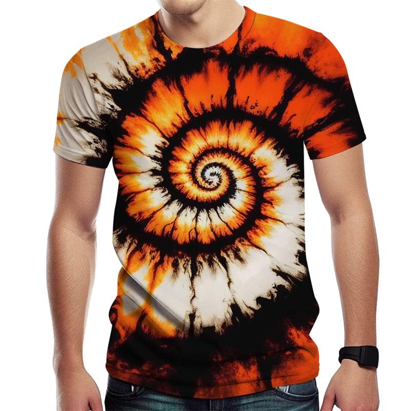 Men's Novel Tie Dye Style Spiral Stripe 3D Printed Oversized Short Sleeved T-shirt