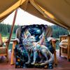 1pc Celestial Wolf Mythical Beast Flannel Blanket, Comfortable and Warm Blanket, for Camping Sofa Bed and Couch Office041
