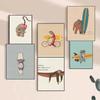 Vintage Cartoon Surfing Animals Surfing Sloth Frog Racoon Zebra Poster HD Posters Room Bar Cafe Decor Art Wall Painting Picture
