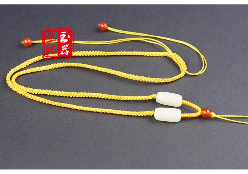 Handwoven Jade Pendant Necklace with Hetian Jade Bead