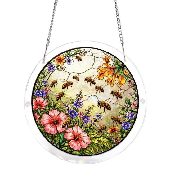 Acrylic Puzzle Suncatcher Window Hanging Ornament Stained Glass Style DIY Jigsaw Puzzle Kit for Home Garden Decor