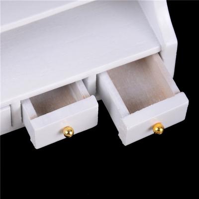 Dollhouse Miniature Furniture White Wooden Cabinet Cupboard For 1:12 Dollhouse