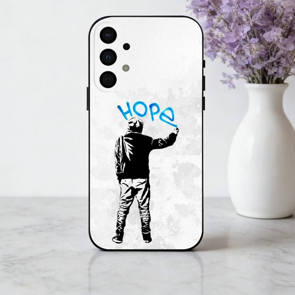 S-Street Art B-Banksy G-Graffiti Phone Case For Samsung Galaxy A73,A72,A71,A70,A53,A52,A51,Soft Silicone Black Cover