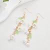 Sweet Romantic White Lily of The Valley Flower Green Leaf Pendant Earrings for Women Idyllic Classic Wedding Party Jewelry