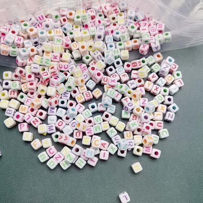 1000pcs Colorful Cube Acrylic Beads Alphabet Letters Square Loose Spacer Beads for Jewelry Making Diy Bracelet Accessories