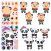 6Pcs Kids Make Your Own Animal Stickers Cartoon Panda Dinosaur Kitten Cow Bear Puzzle DIY Craft Toy Boys Girls