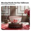 Red Festive Ceramic Dinnerware Set, Chinese Bowls Plates Chopsticks, Wedding