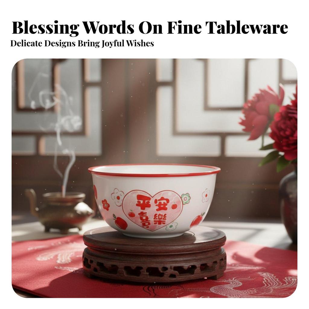 Red Festive Ceramic Dinnerware Set, Chinese Bowls Plates Chopsticks, Wedding