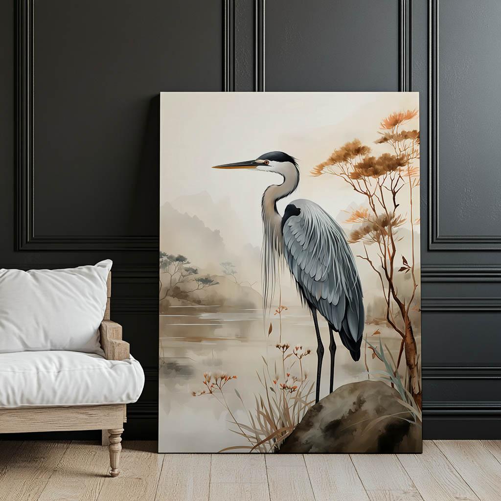 Spacer Nad Mglistym Jeziorem Spacer Nad Mglistym Jeziorem, 70X100 Cm, Rama Drewniana Ciemny Brąz, Papier Matowy 230 Gsm