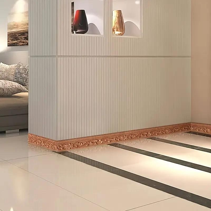 1PC 10m/393.7inch 3D Self Adhesive Sticker Wall Trim Line Skirting Border Decor Household Living Room DIY TV Background Stickers