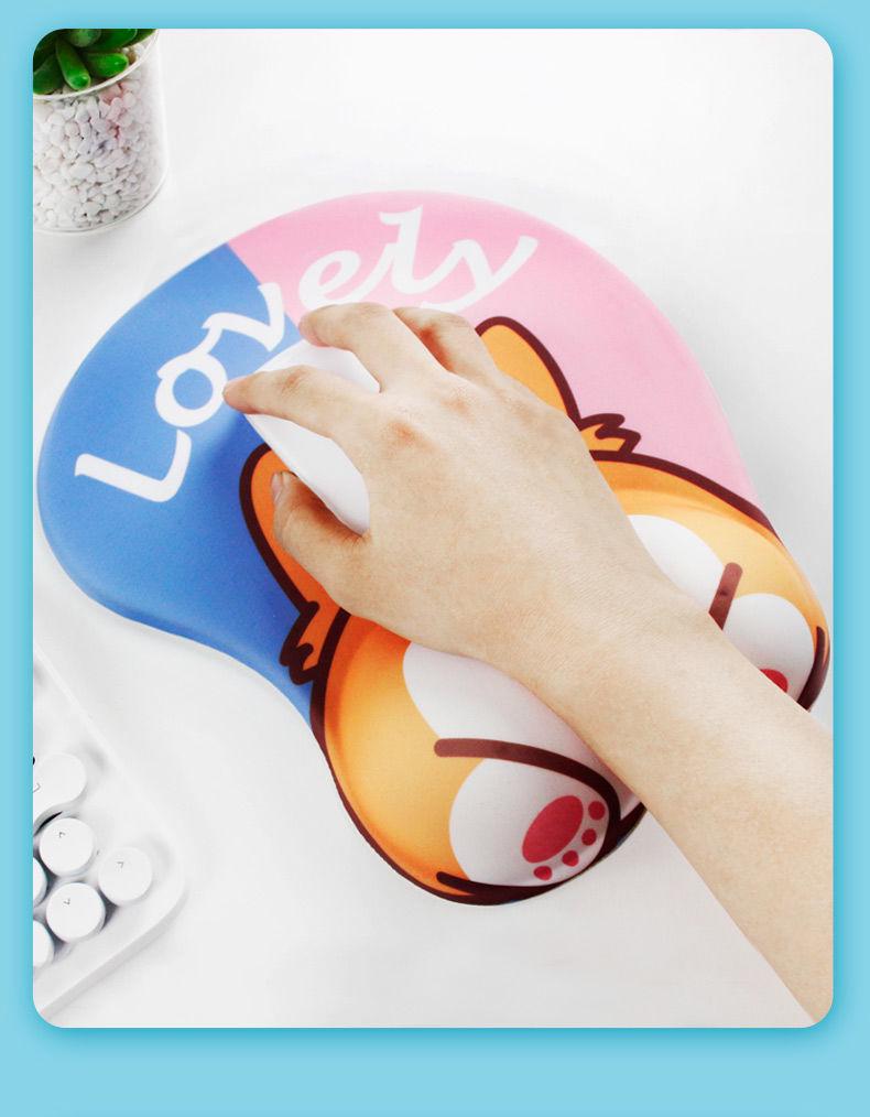 Cartoon Cute Girl 3D Silicone Mouse Pad with Wrist Rest for Office & Esports