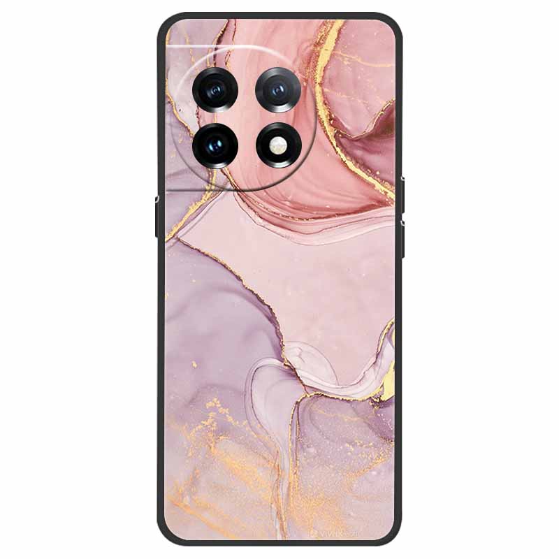 For OnePlus 11 5G Case One Plus 11R Flower Marble Black Bumper Soft TPU Silicone Cover for OnePlus 11 / 11R 5G Phone Cases Capas