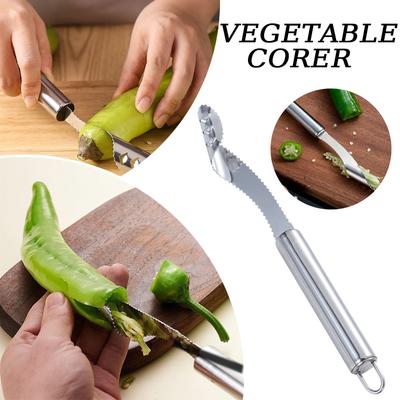 Stainless Steel Pepper Core Removerl Vegetable Fruit Coring Tool Vegetable Seed Remover Serrated Blades Kitchen GadgetsVIE LENTE