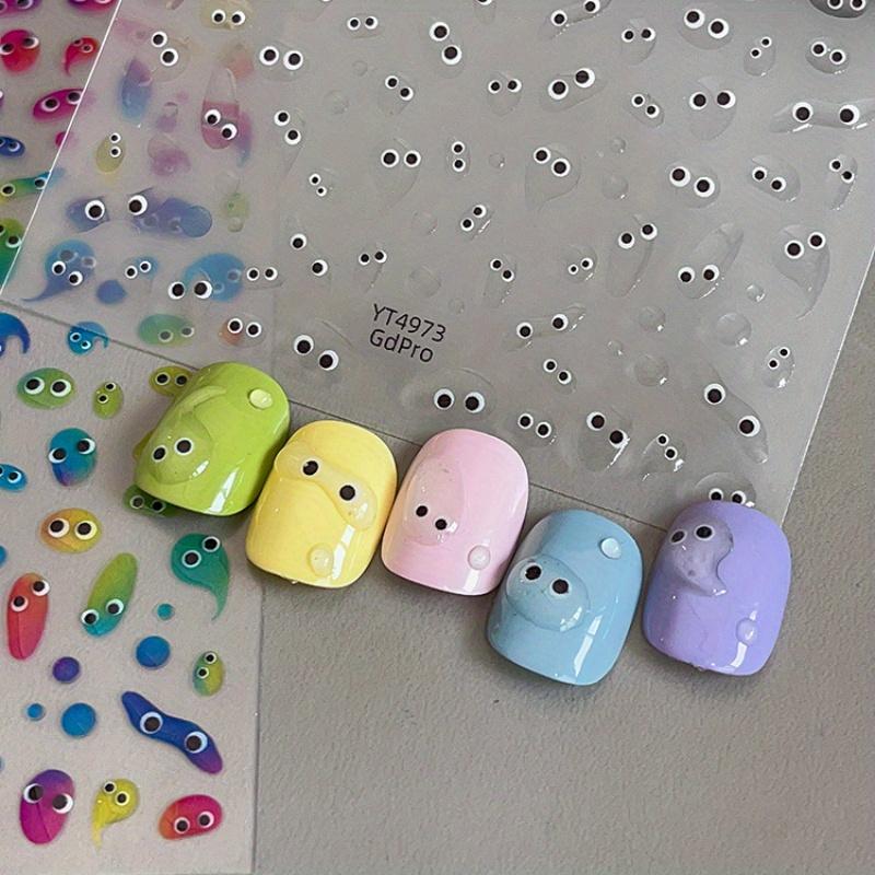1pc Reusable Jelly Cartoon Eye Nail Stickers Self-Adhesive Colorful Monster & Fantasy Theme, Plastic Material for DIY Nail Art, Creative Nail Stickers