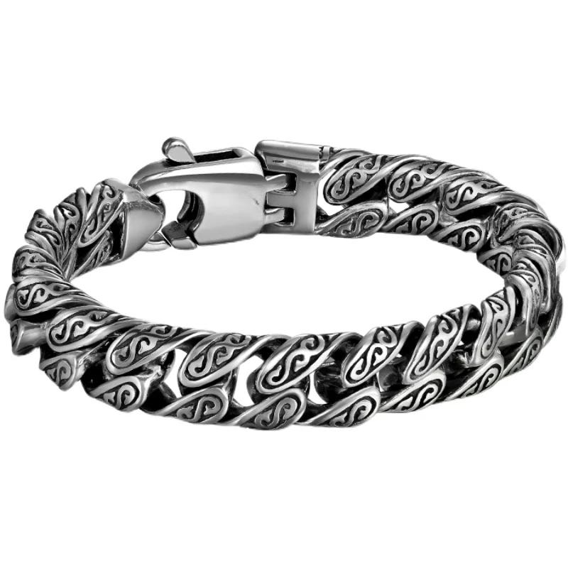 Neues Personalisierbares Armband mit Tang-Gras-Muster für Herren, dicker Abschnitt, für Jungen, Hip-Hop, Street, Hipster, Mode, Damenschmuck