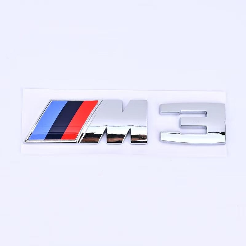 Geeignet für BMW Group M Standard M1 M2 M3 M4 M5 M6 M7 Kofferraum Heck Standard ABS Logo Aufkleber modifiziert Silber/Schwarz.