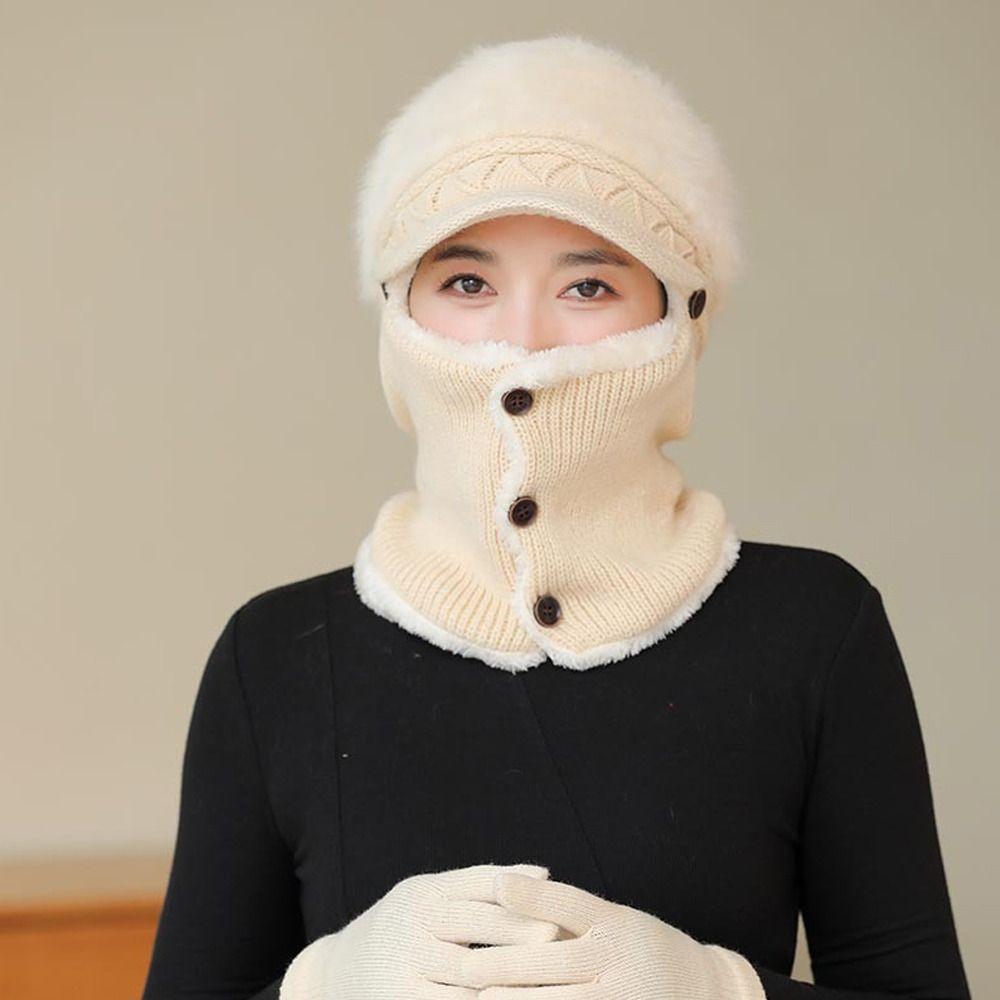 

Warm Pullover Hats Thickned Knitted Hat Fashion Ear Protection Cap for Women