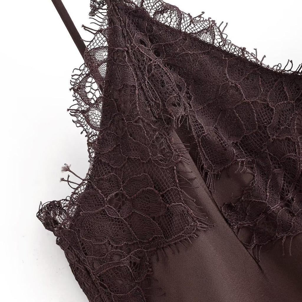 European Autumn Women's Mid-Length Lace Camisole Dress 2025