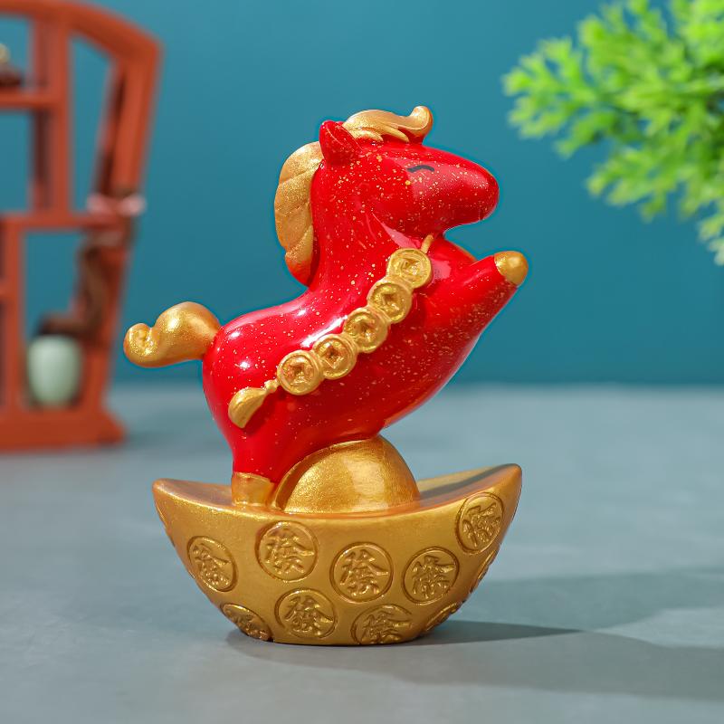 Vintage Horse Statue Zodiac Horse Sculpture Feng Shui Collection Light Horse Sun Catcher Ornament Home Desktop Decor