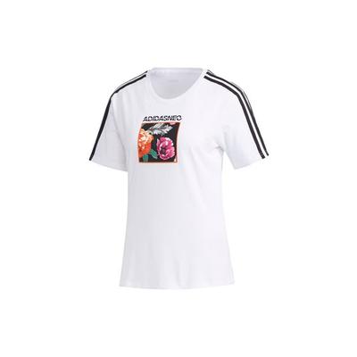 Neo Casual Sports Striped Print Straight T-Shirt Women Tops White FP7322