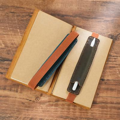 Genuine Leather Pencil Bag with Elastic Band Retro Pen Case Holder for Travel Notebook, Portable Pen Pouch School Stationery