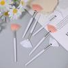 10 PCS Fan Brush Makeup, Fan Brushes for Esthetician Makeup, Multipurpose Facial Brushes for Make up Cosmetic, Eyeshadow, Peel Mud Cream(White, Pink)