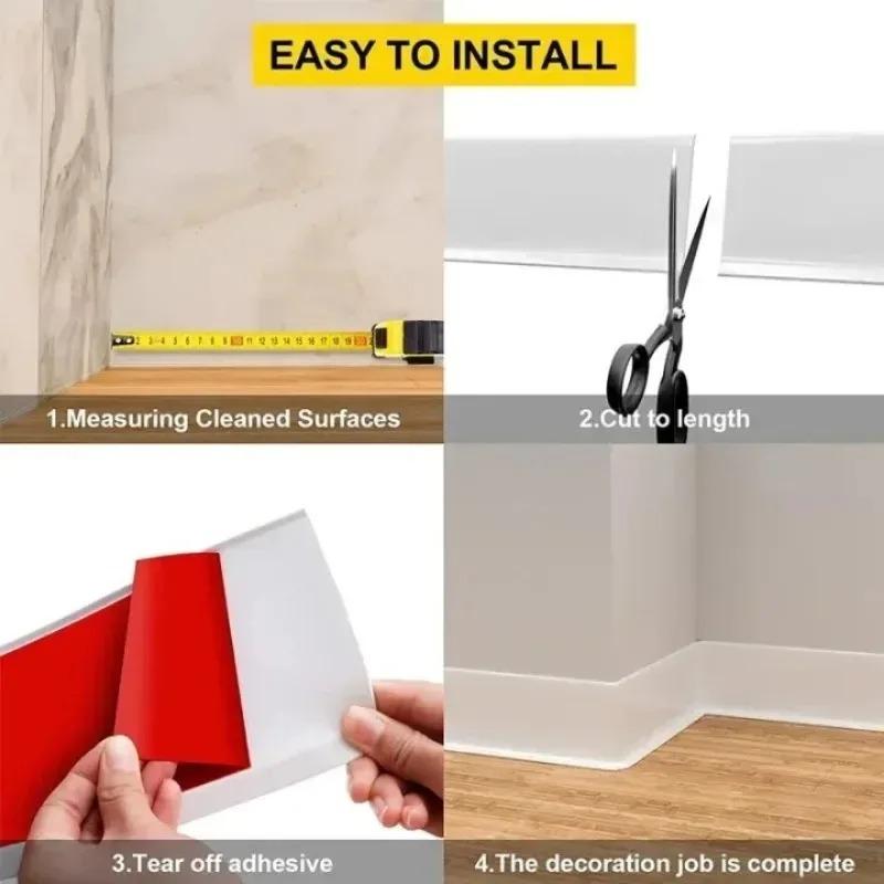 1PC 1/2/3/5/6M  PVC Skirting Line Border Self-adhesive Thick Edge Closing Wall Skirt Strip for Living Room Background