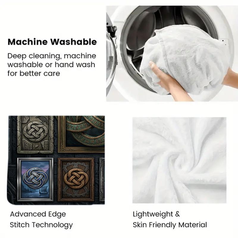 Celtic Knots Symbols 2D Flat Pattern Flannel Blanket, High Quality All Seasons, Home Decor, Warmth and Comfort, Perfect for Christmas Gifts.