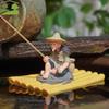 Realistic Fisherman Figurine Miniature Resin Fish Tank Decorations Handmade Auto-Floating Aquarium Decor Fish Tank Landscape