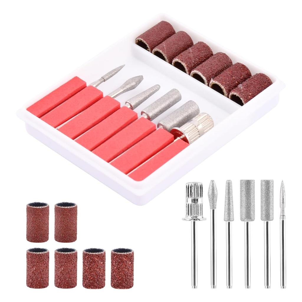 Nail Drill Bits Set of 2, Professional Nail Art Tools Set, Mini Sanding Bands for Manicure Salon, Drill Bits, Sanding Bands for Salons (COLOR:12 Pcs)