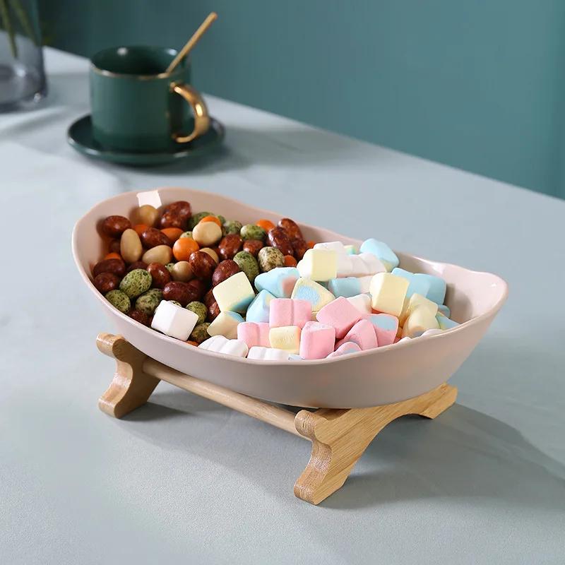 3 Tier Plate Holder Set Table Fruit Bowl Plates Kitchen with Floors Partitioned Candy Cake Trays Wooden Tableware Dishes