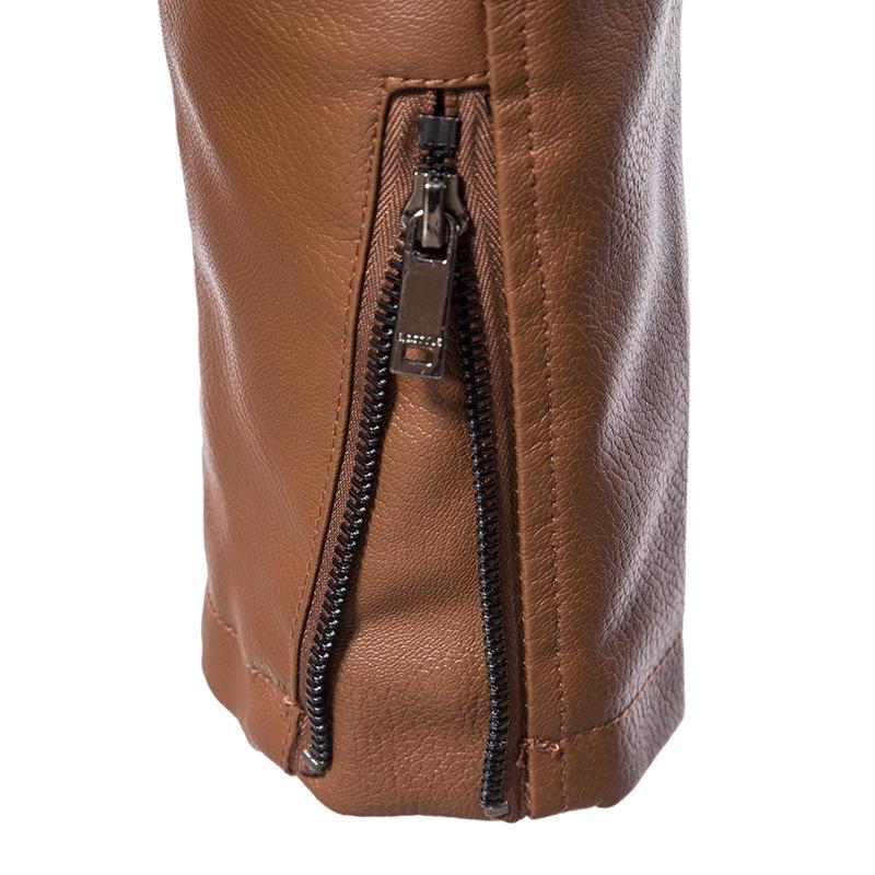 Men's Winter Lapel Leather-Fur PU Jacket - Velvet Lined Business Style