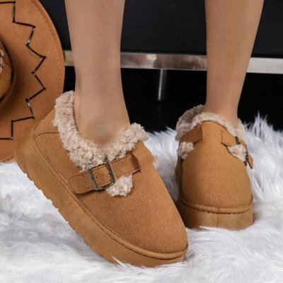 Mode Neue Winter Damen Schuhe Boken Schuhe Plüsch Mode Retro Bohnenschuhe Baumwolle Damen Flache Sohle Hausschuhe Plateau Damen Stiefel