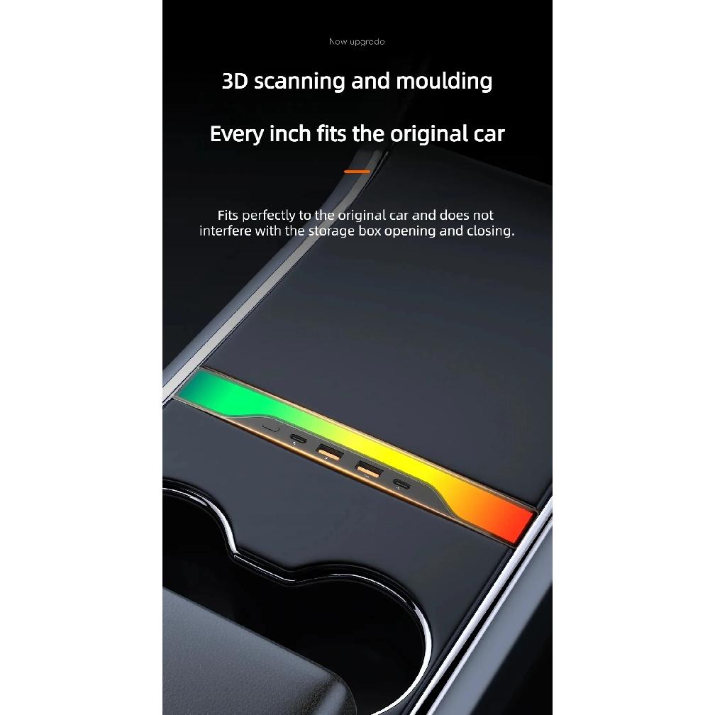 For Tesla Model Y 2023 Accessories USB Hub 4-Port 27W Fast Charger Smart Docking Station Adapter Power Shunt Splitter Extension