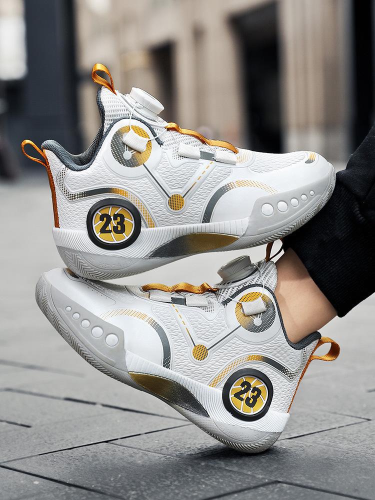 Summer breathable basketball professional actual student sneakers rotating button raw sneakers
