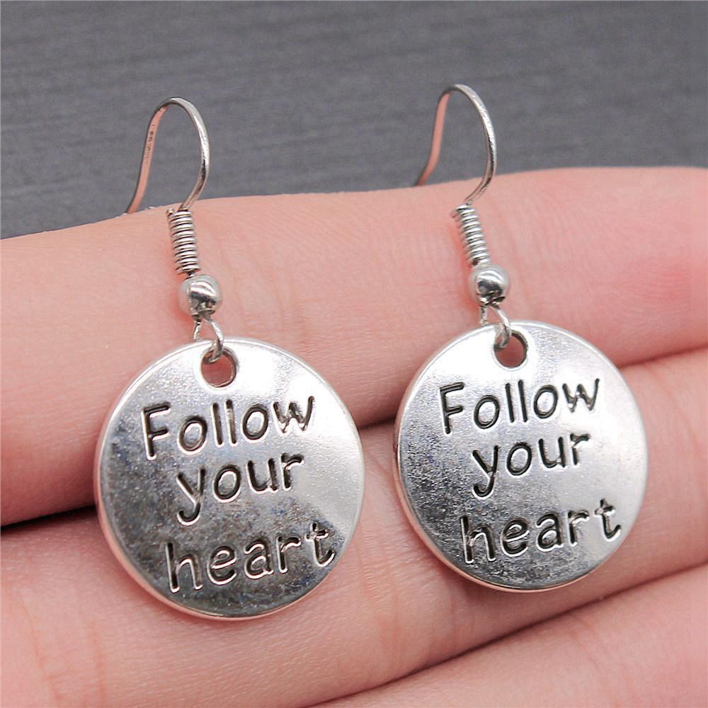 Drop & Dangle Earring OM Peace Tag Chinese Minimalist Jewelry ComponentsEarring Size 18x19mm QE016